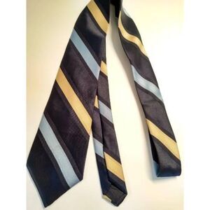 SEARS MEN STORE Black Brown,  Blue Stripe Necktie Woven Tie